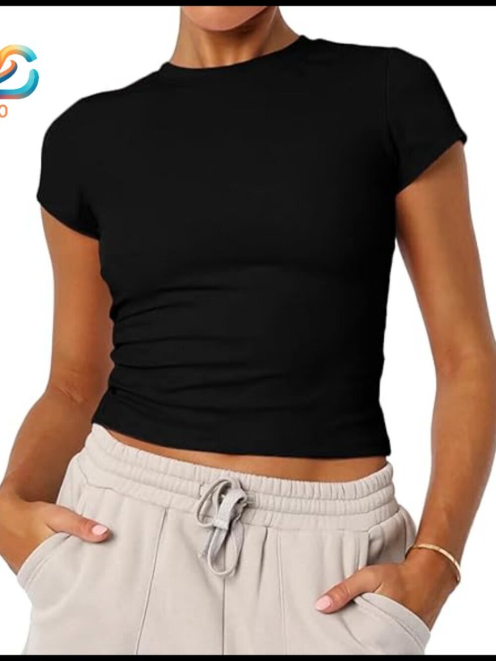 Cotton Slim Fit Baby Tee Short Sleeve Crewneck Y2K Summer Top